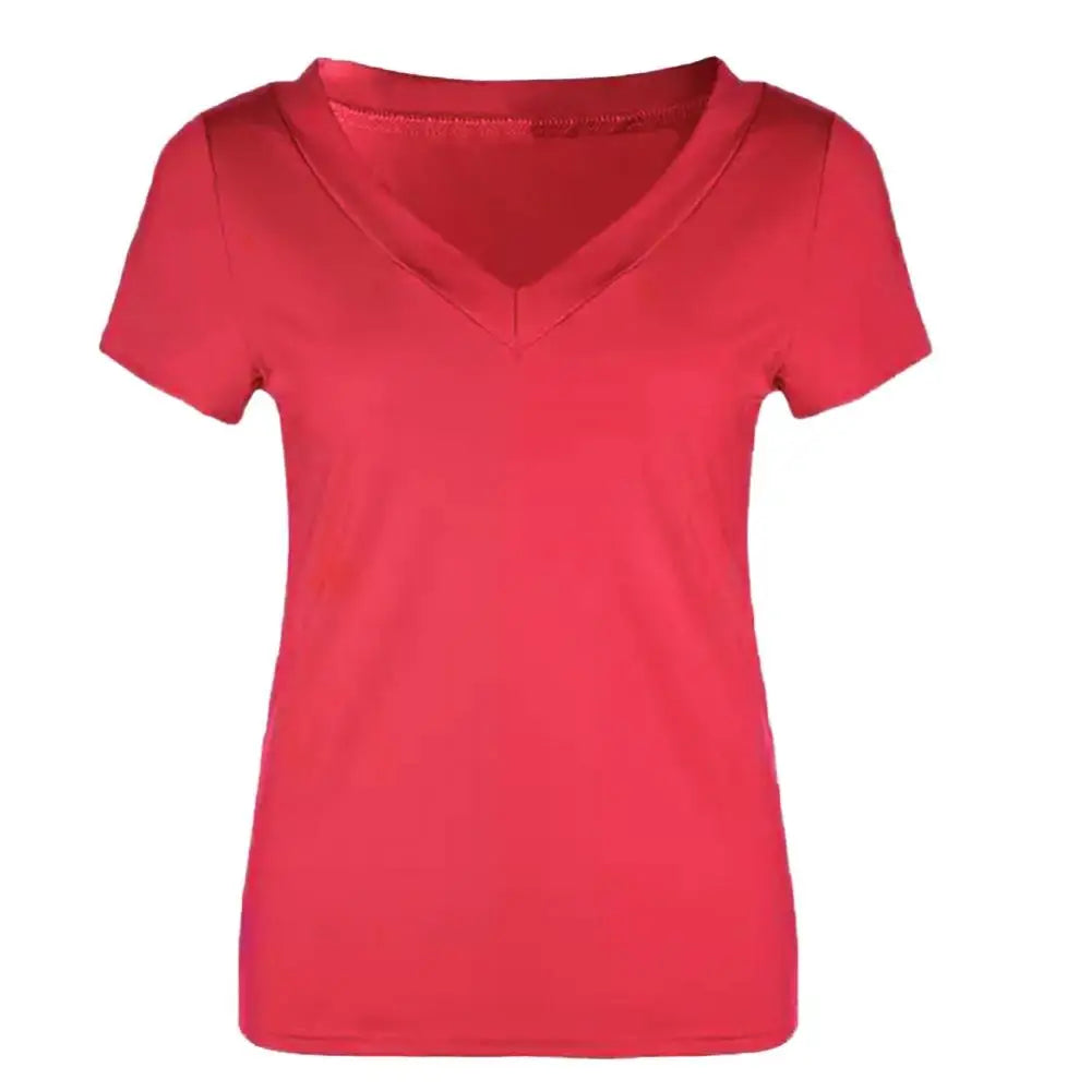 Slim Fit Plus Size T-Shirt Women Top Solid Color Short Sleeve