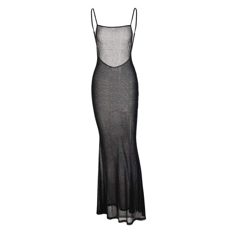 Square-Neck Spaghetti-Strap Maxi Dress