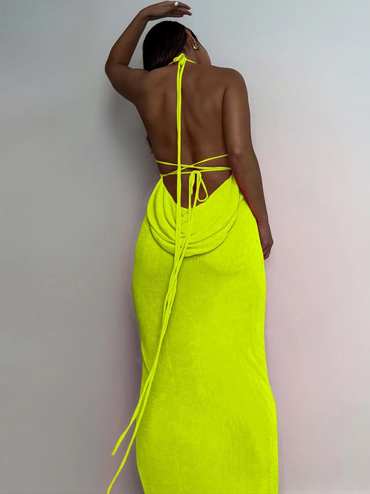 Sleeveless Backless Slit Maxi Dress