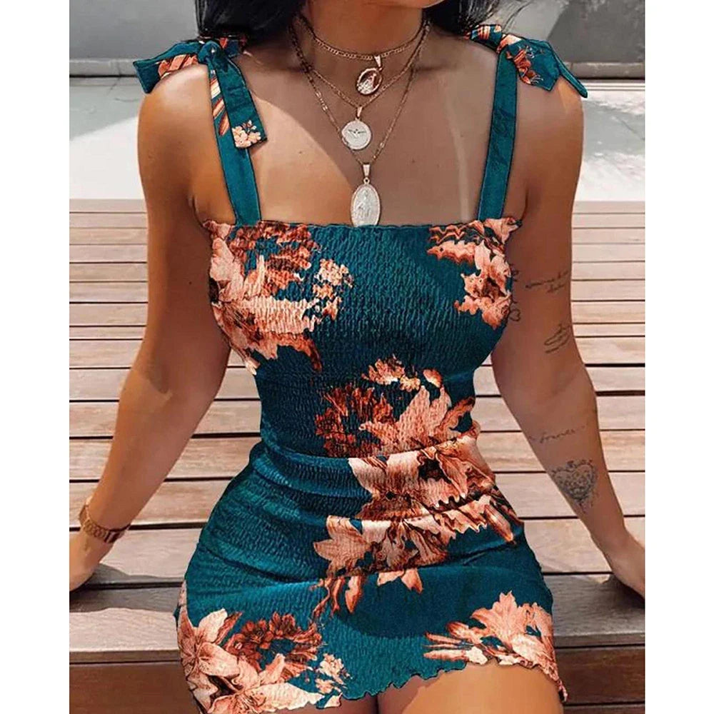 Floral Spaghetti-Strap Mini Dress