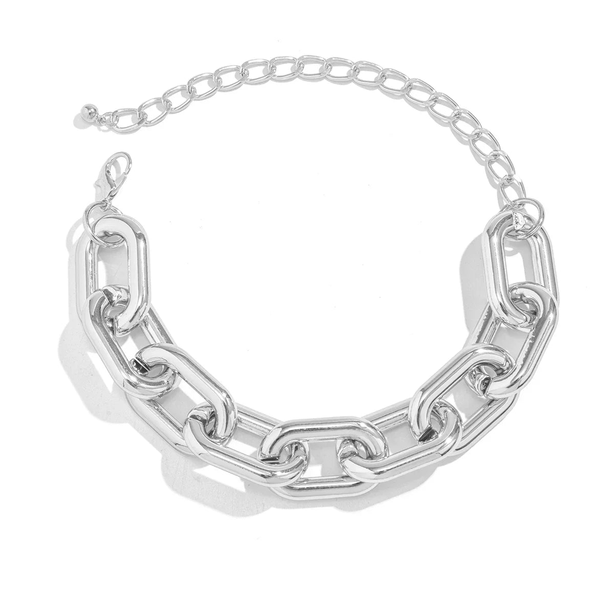 Chunky Silver-Tone Cross Chain Necklace