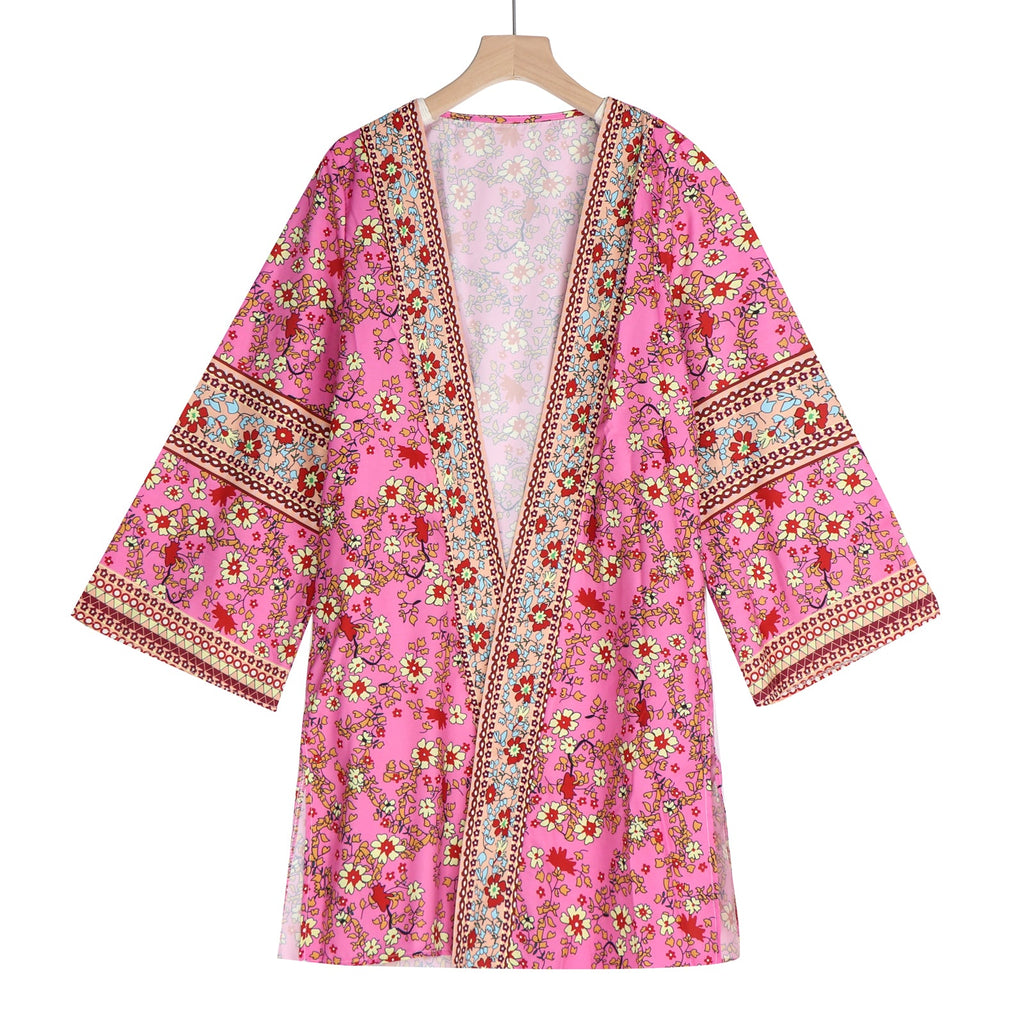 Floral Open-Front Cardigan