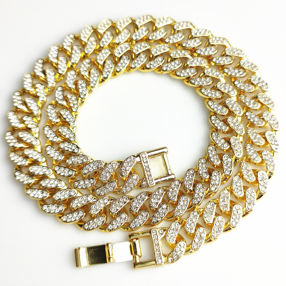 13mm Rhinestone Cuban-Link Necklace