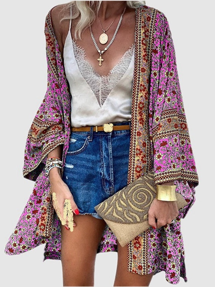 Floral Open-Front Cardigan