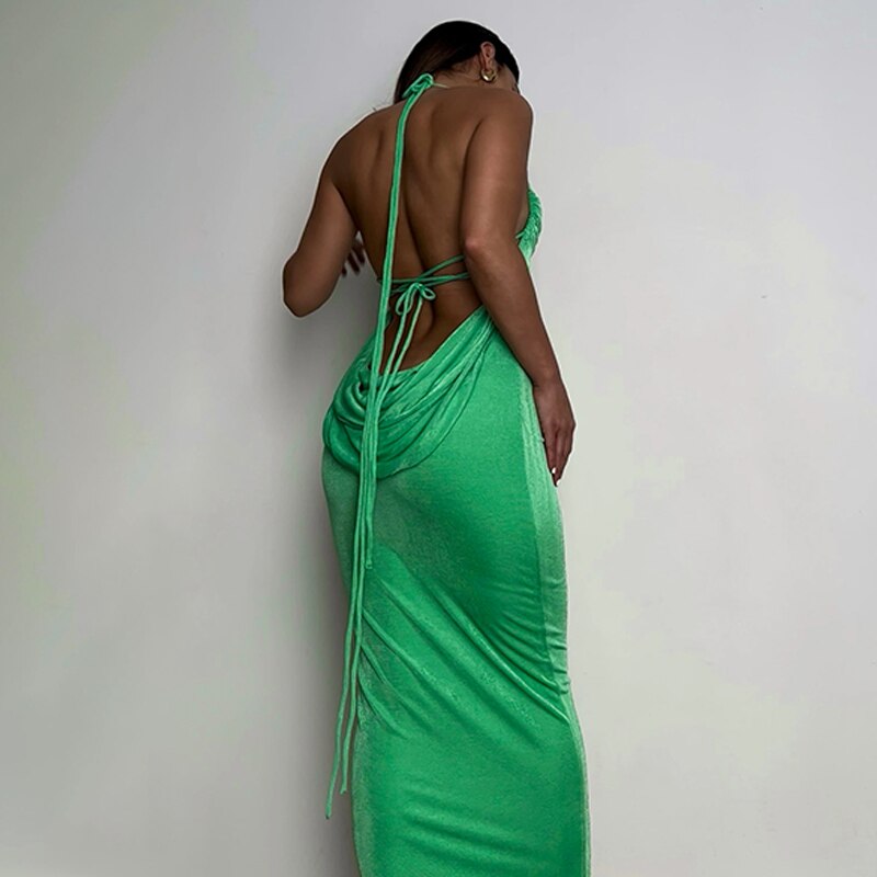 Sleeveless Backless Slit Maxi Dress