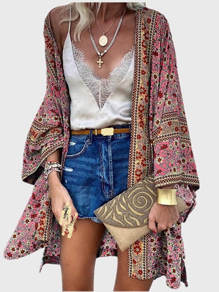 Floral Open-Front Cardigan