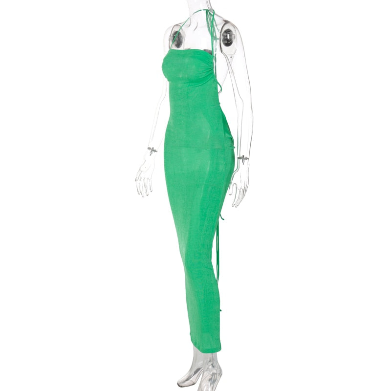 Sleeveless Backless Slit Maxi Dress