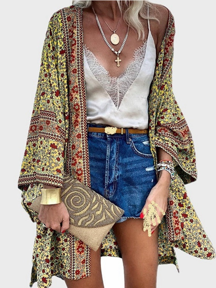 Floral Open-Front Cardigan
