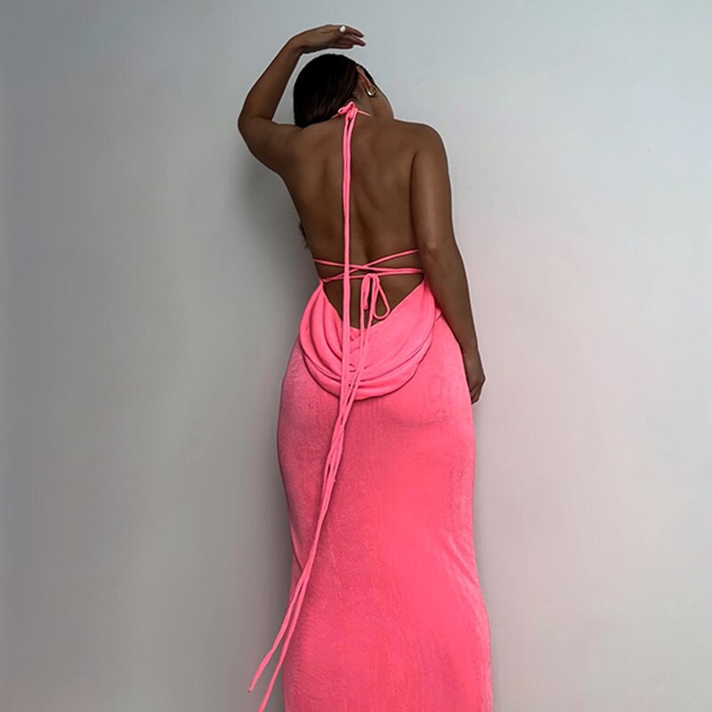 Sleeveless Backless Slit Maxi Dress