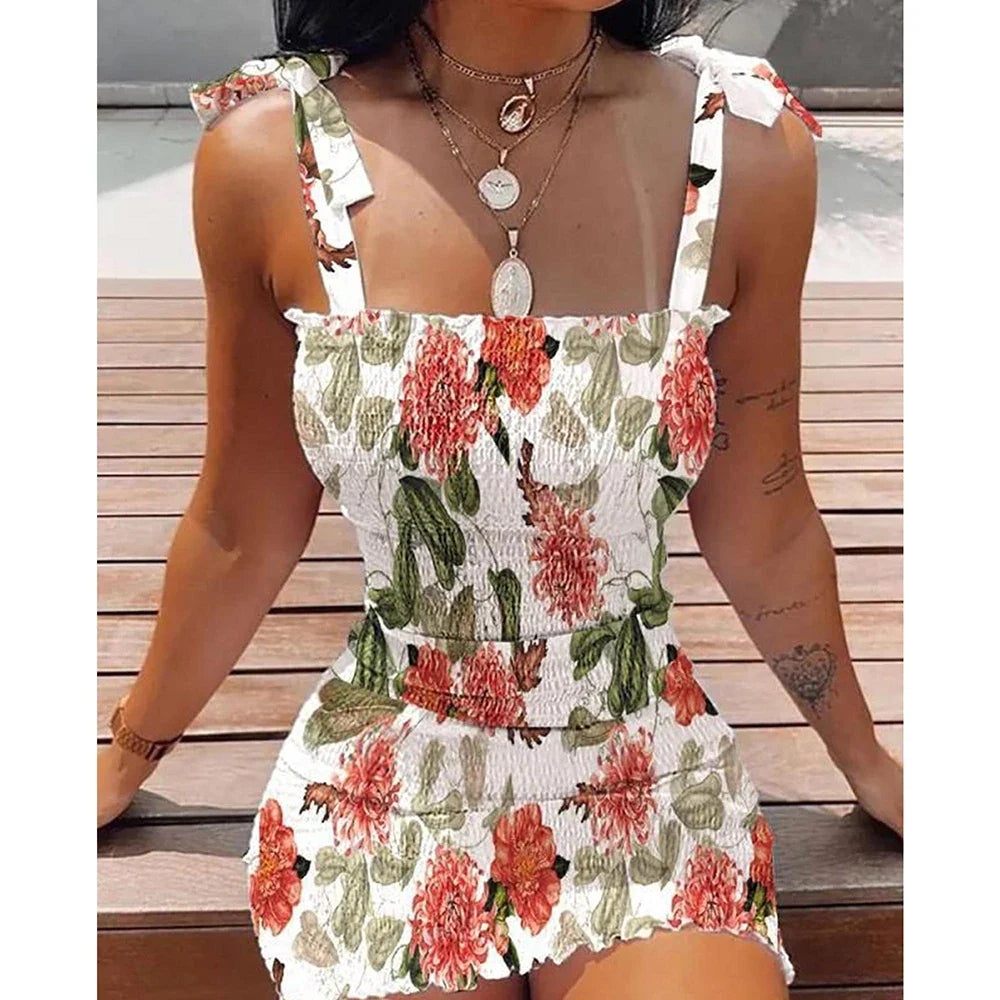 Floral Spaghetti-Strap Mini Dress
