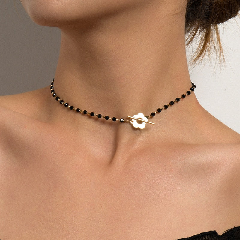 Beaded Pearl-Style Choker Necklace