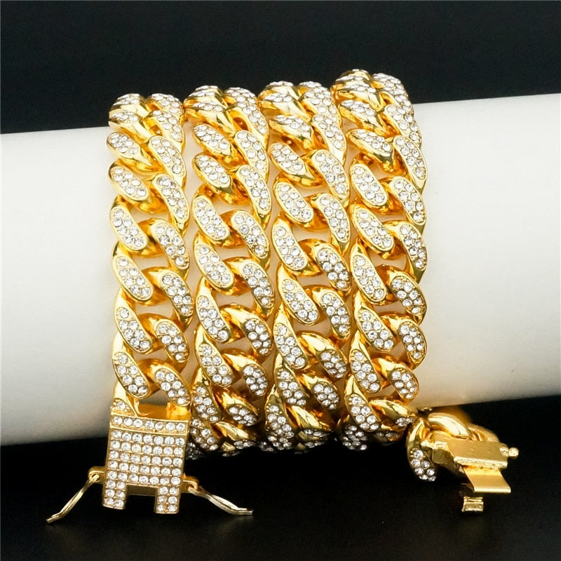 13mm Rhinestone Cuban-Link Necklace