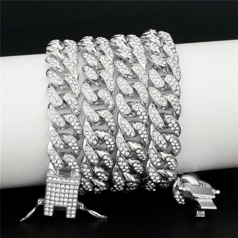 13mm Rhinestone Cuban-Link Necklace