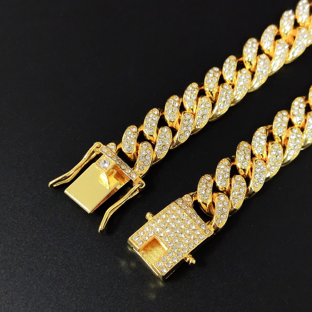 13mm Rhinestone Cuban-Link Necklace