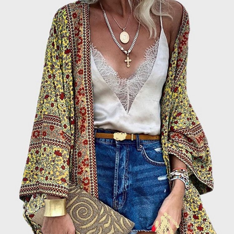 Floral Open-Front Cardigan