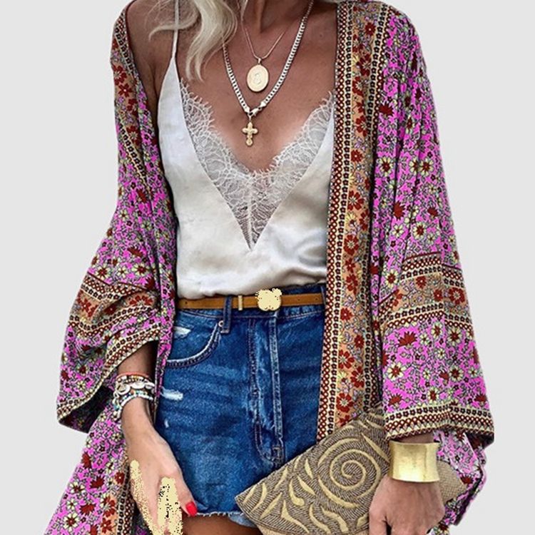 Floral Open-Front Cardigan