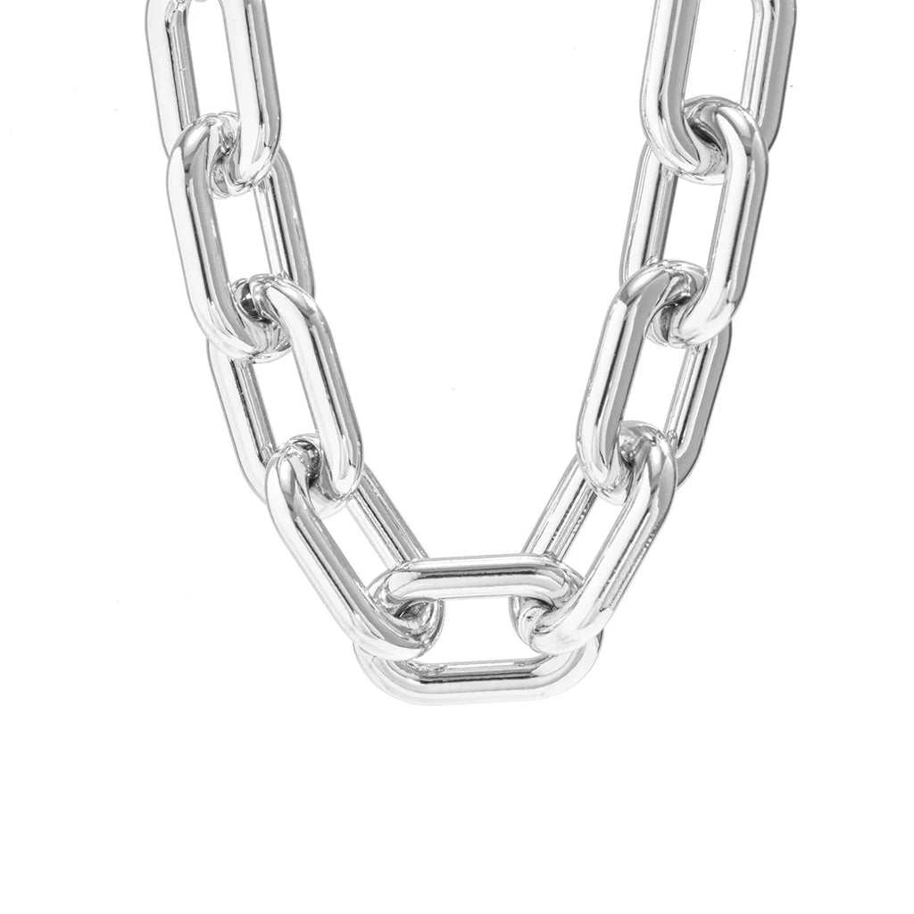 Chunky Silver-Tone Cross Chain Necklace