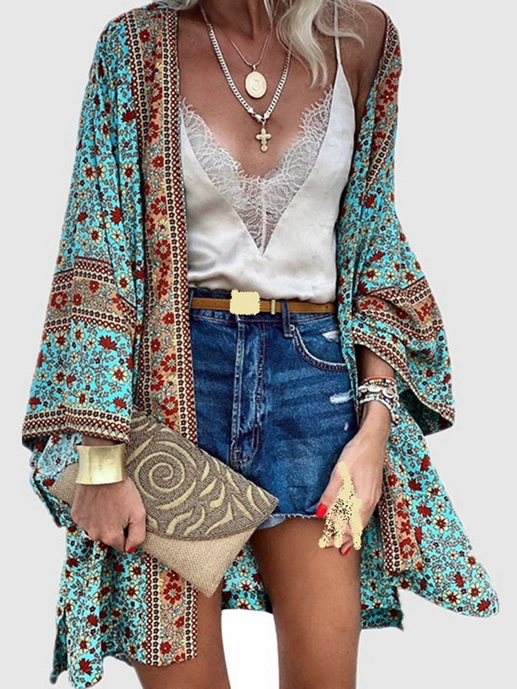 Floral Open-Front Cardigan