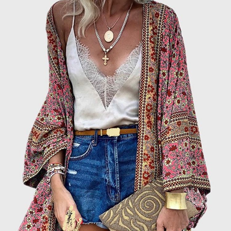 Floral Open-Front Cardigan