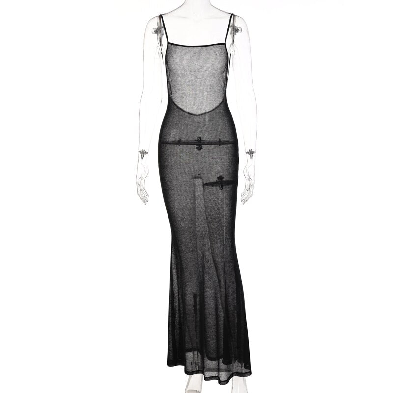 Square-Neck Spaghetti-Strap Maxi Dress