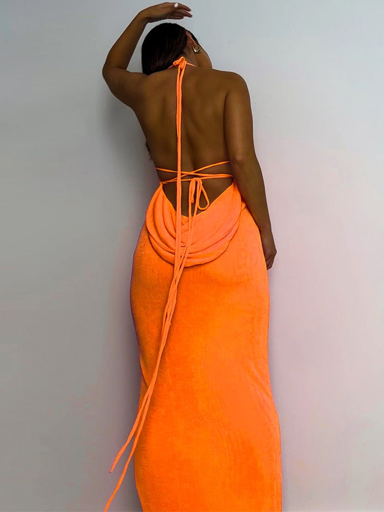 Sleeveless Backless Slit Maxi Dress