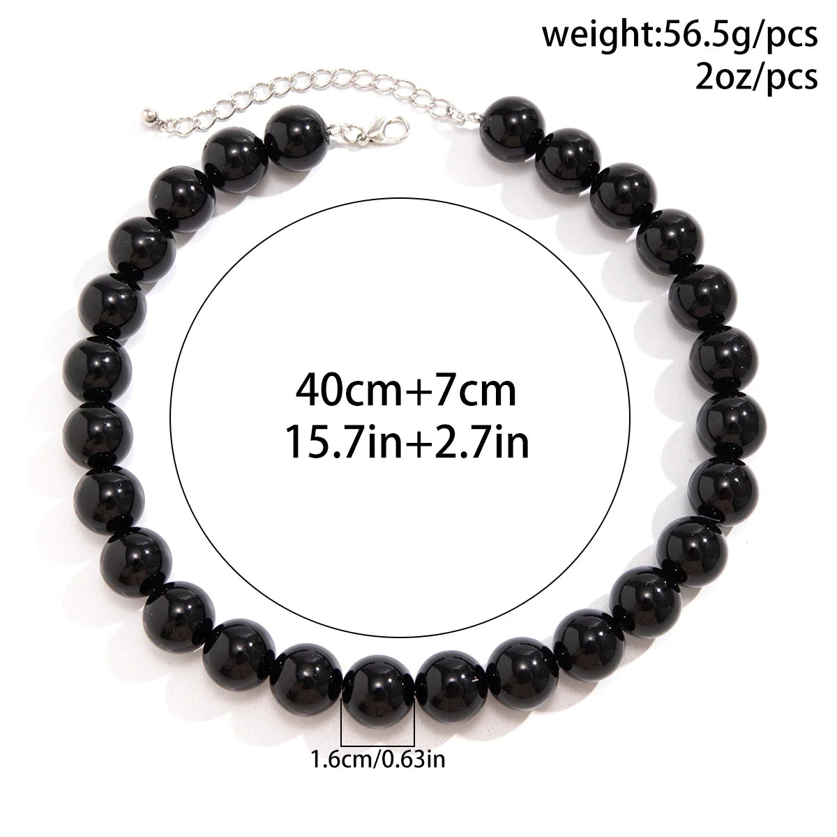 Black Acrylic Bead Necklace