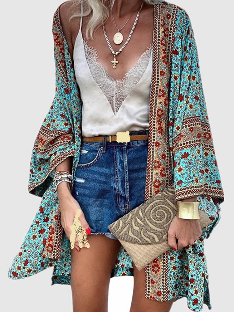 Floral Open-Front Cardigan