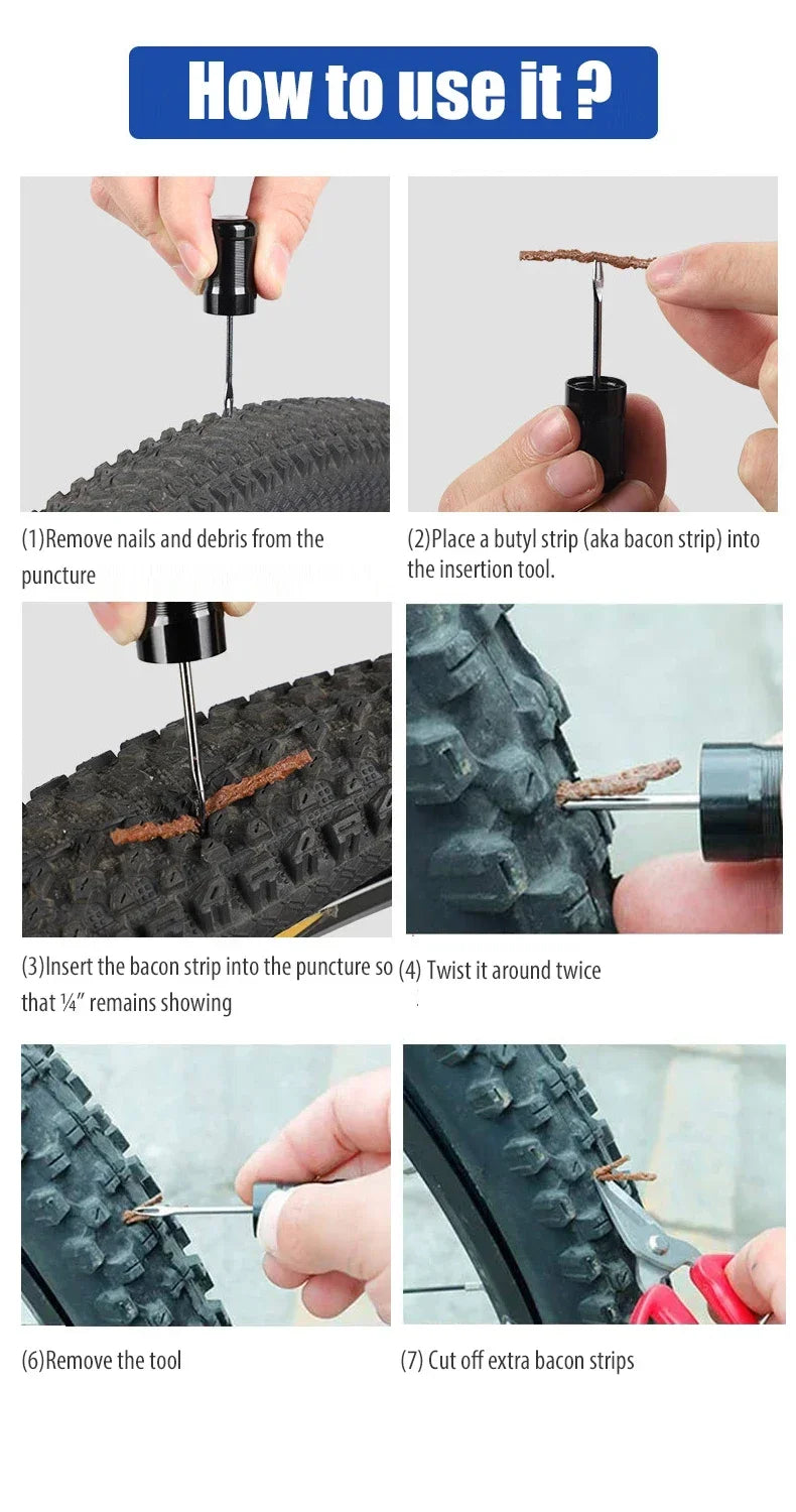 Tubeless Bike Tire Repair Kit & Plugs