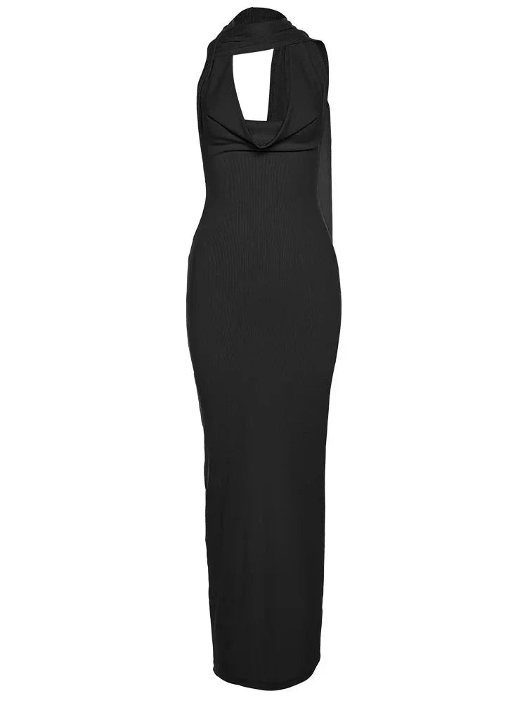 Backless Halter Slit Evening Dress