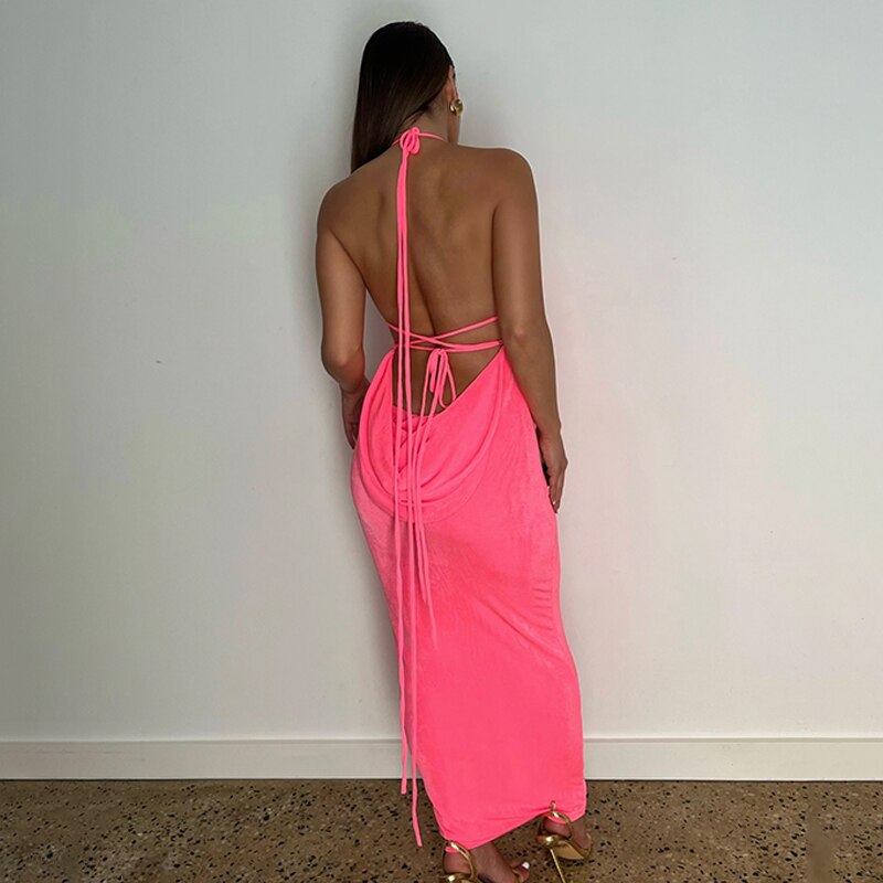Sleeveless Backless Slit Maxi Dress