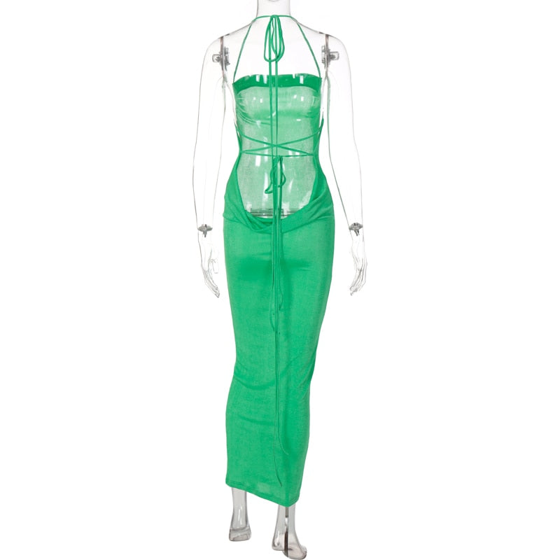 Sleeveless Backless Slit Maxi Dress