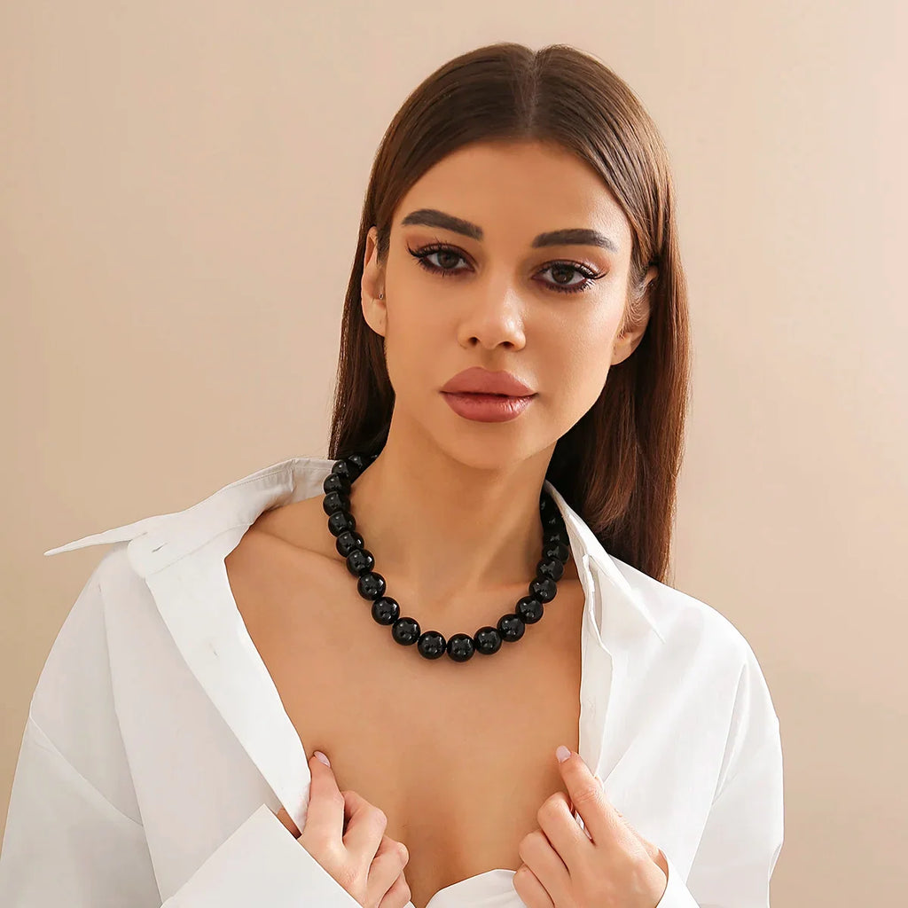 Black Acrylic Bead Necklace