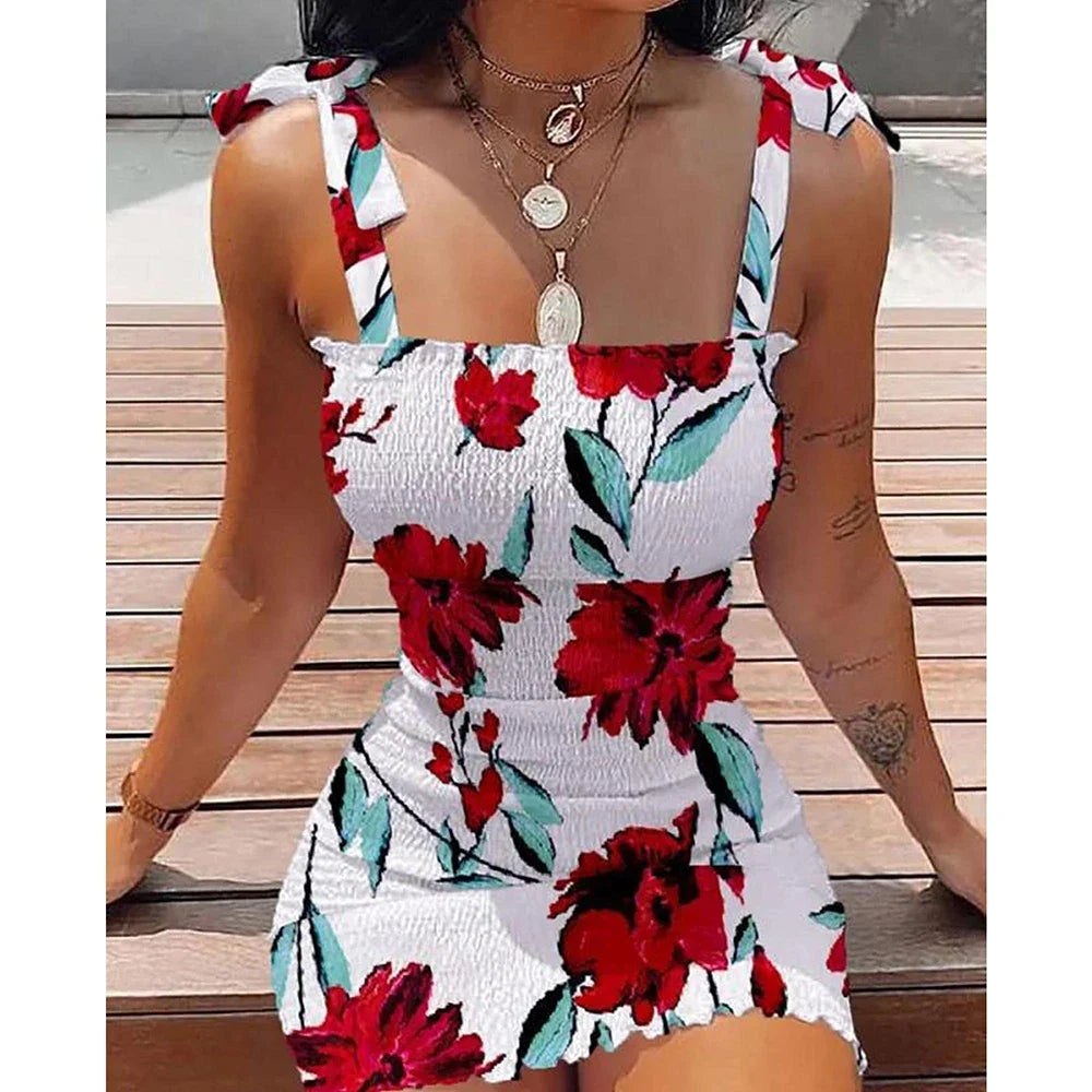 Floral Spaghetti-Strap Mini Dress