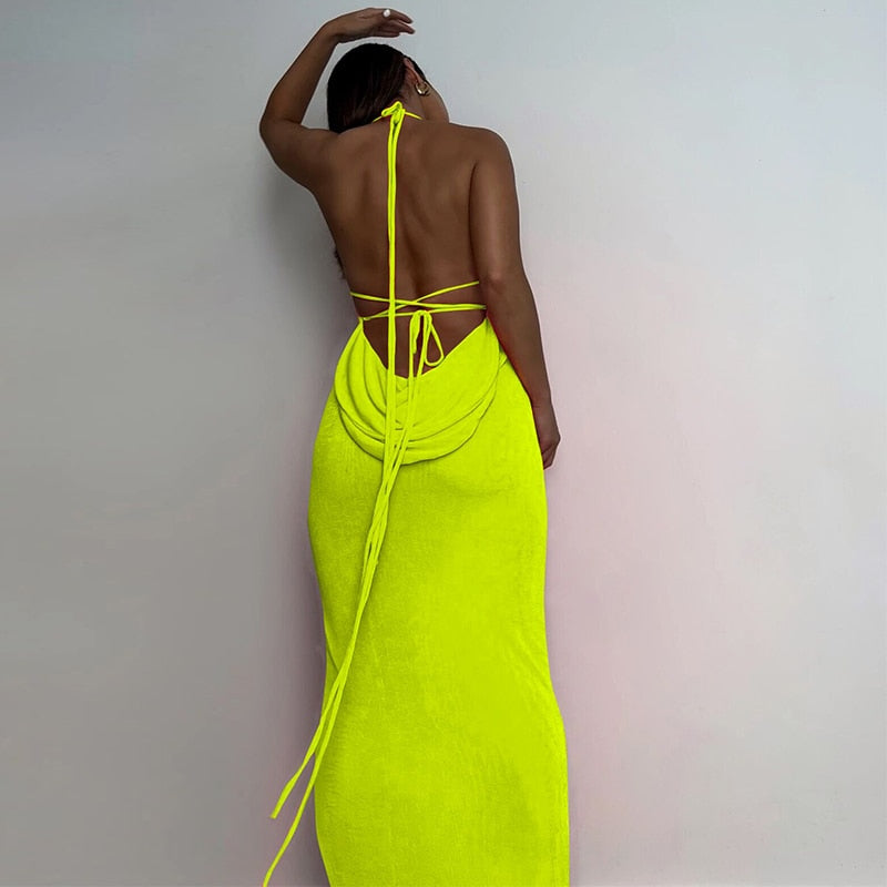 Sleeveless Backless Slit Maxi Dress