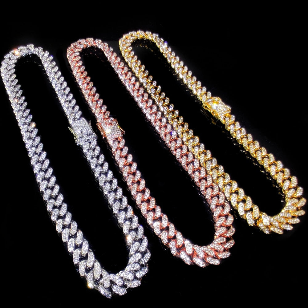 13mm Rhinestone Cuban-Link Necklace