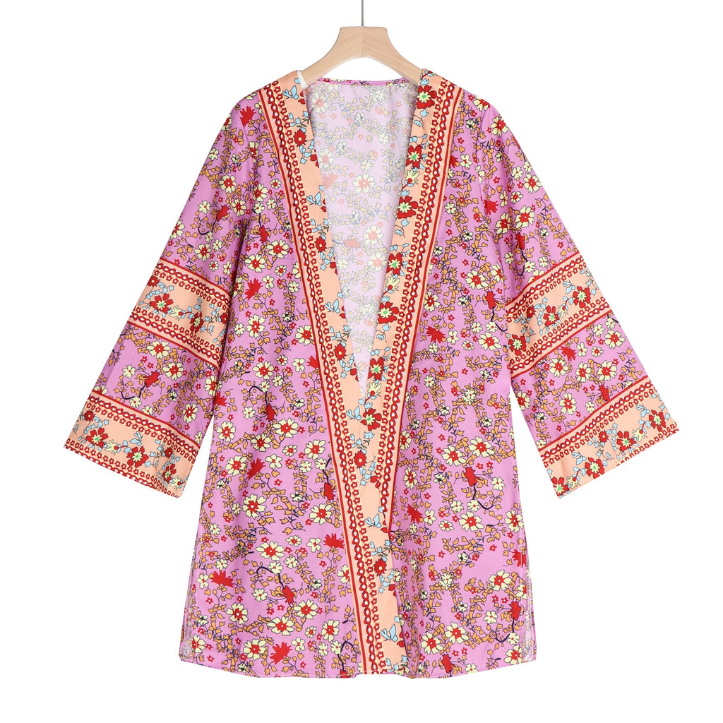 Floral Open-Front Cardigan