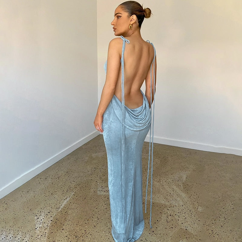 Sleeveless Backless Slit Maxi Dress