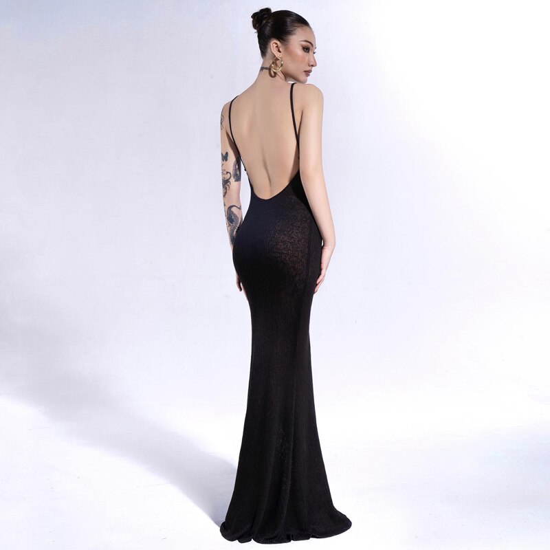 Square-Neck Spaghetti-Strap Maxi Dress