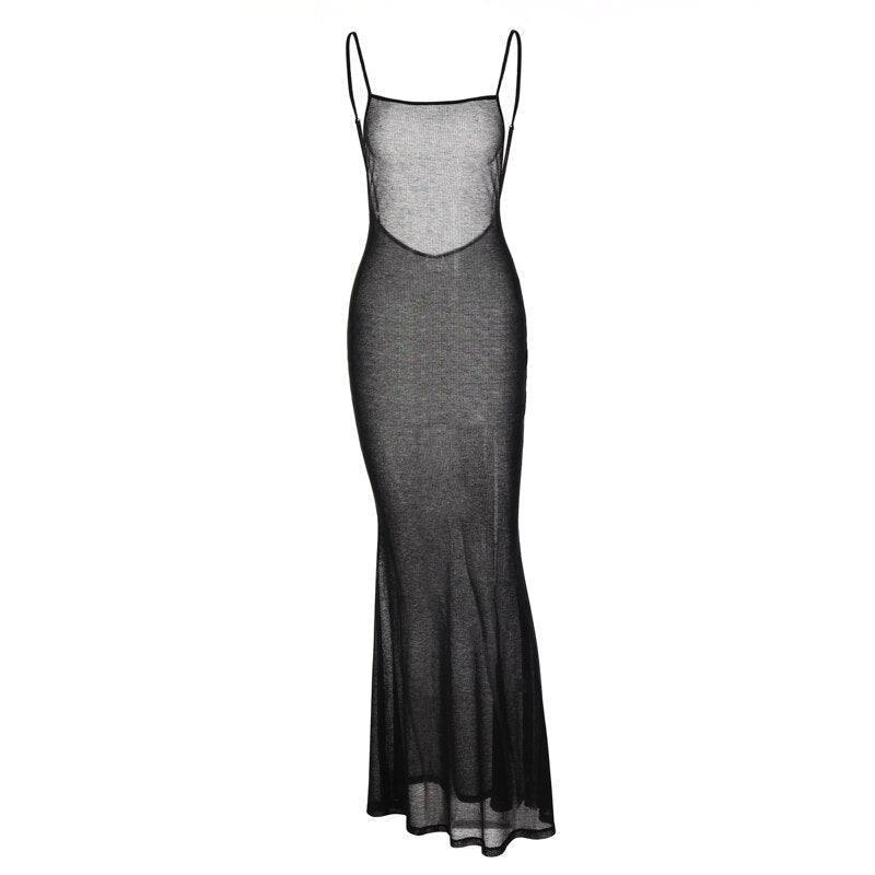 Square-Neck Spaghetti-Strap Maxi Dress