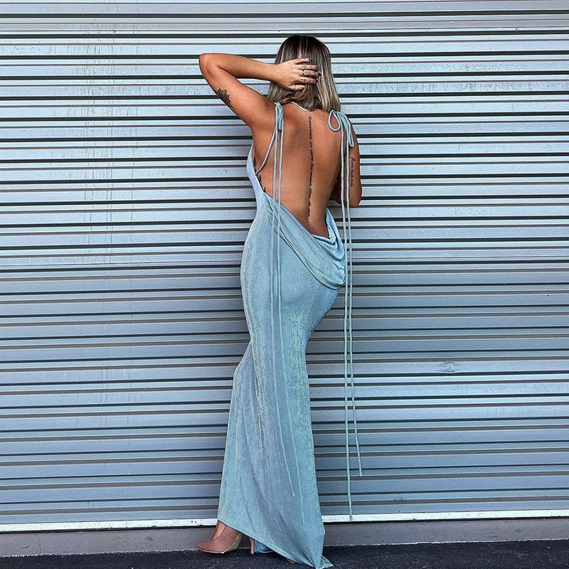 Sleeveless Backless Slit Maxi Dress
