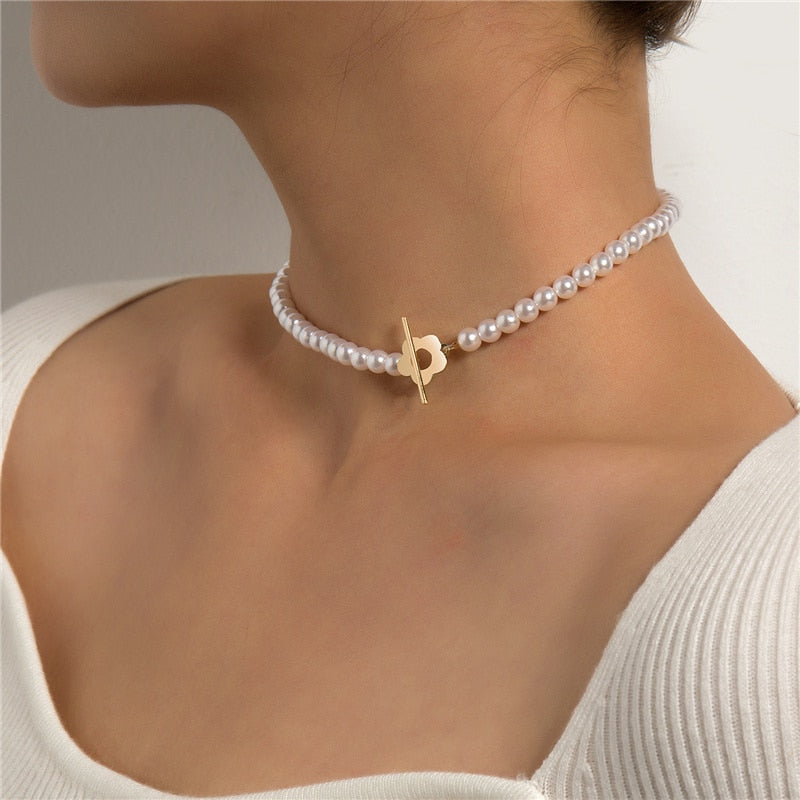 Beaded Pearl-Style Choker Necklace
