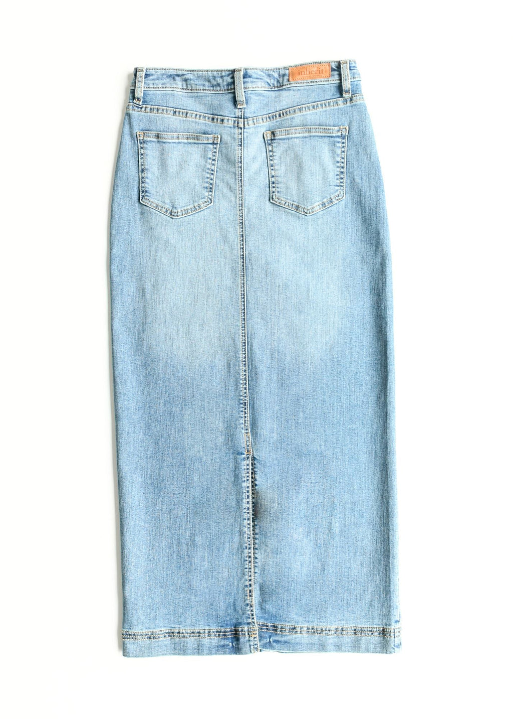 Bria Light Wash Denim Maxi Skirt