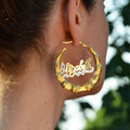 Personalized Bamboo-Style Hoop Earrings