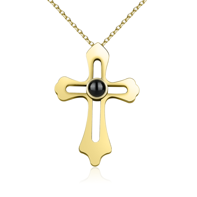 Personalized Custom Photo Name Cross Style Projection Necklace Pendant Necklaces