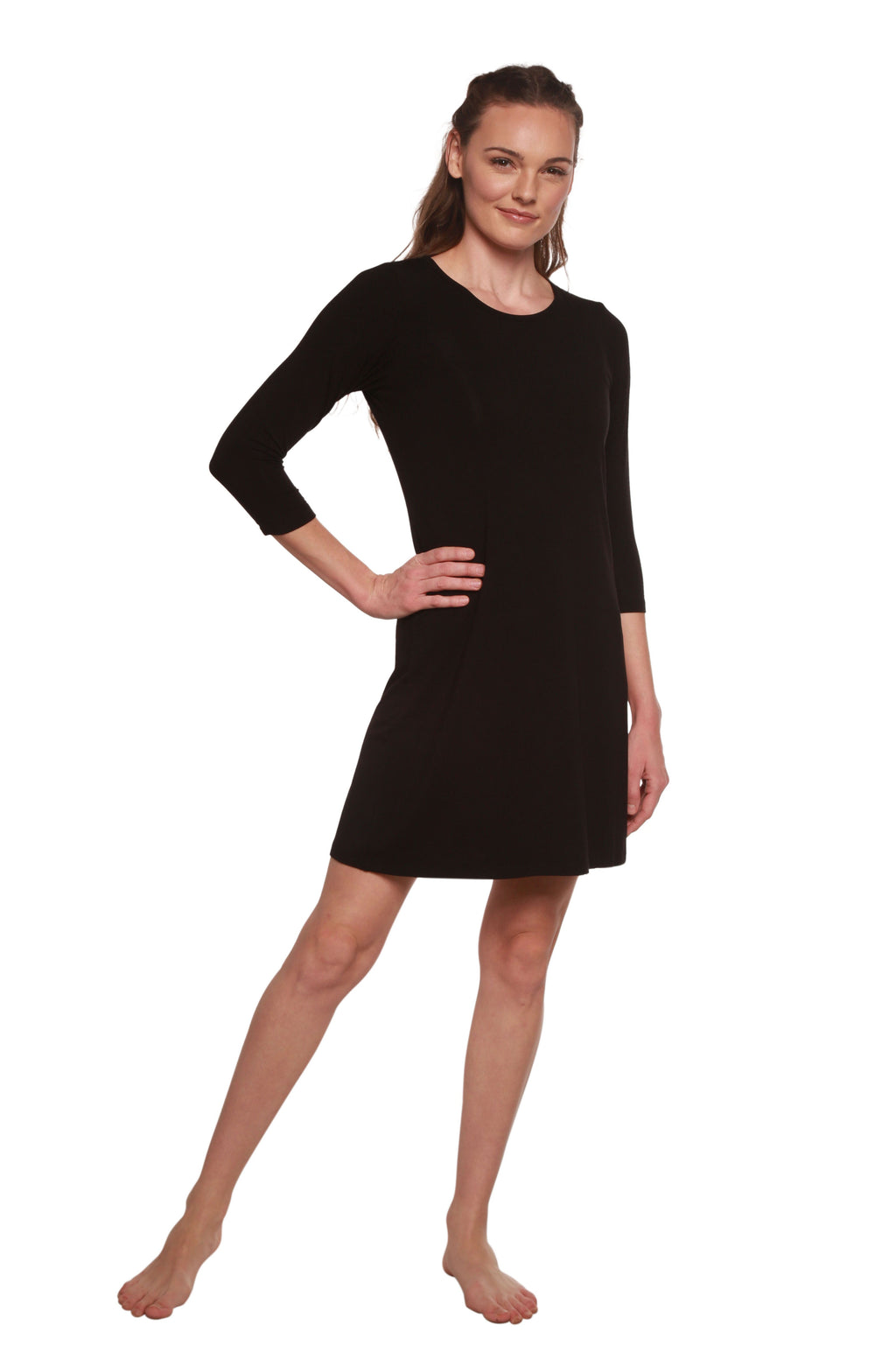 Women's A-Line Bamboo Viscose Dress in Black